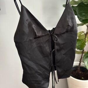 Zara Black Satin Crop Top